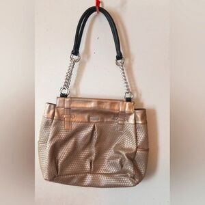 Miche Rebekah Elegant Gold Large Top Chain Handle Purse Tote Bag Lined